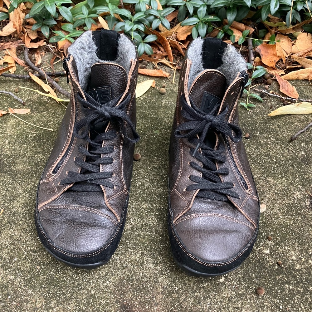 Magical Shoes Brand, 38/39, Barefoot Minimalist Brown, Tie, Zip Ankle Boots